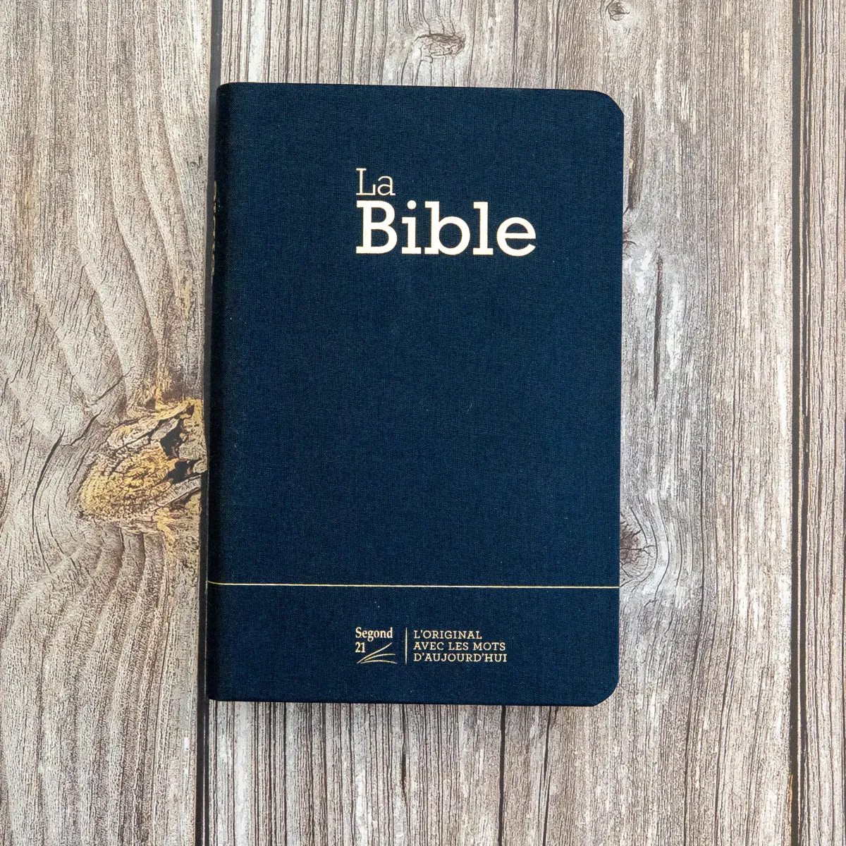 Bible SG21 souple textile bleu marine