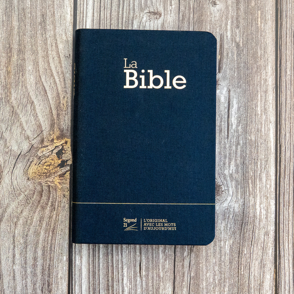Bible SG21 souple toile bleu marine