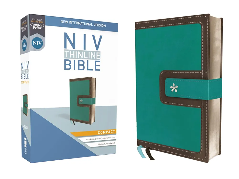 NIV Bible compact thinline turquoise/chocolate