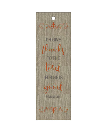 Marque-page cuir Give thanks... - Psalm 136:1