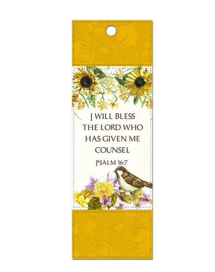 Marque-page cuir I will bless the Lord... - Psalm 16:7