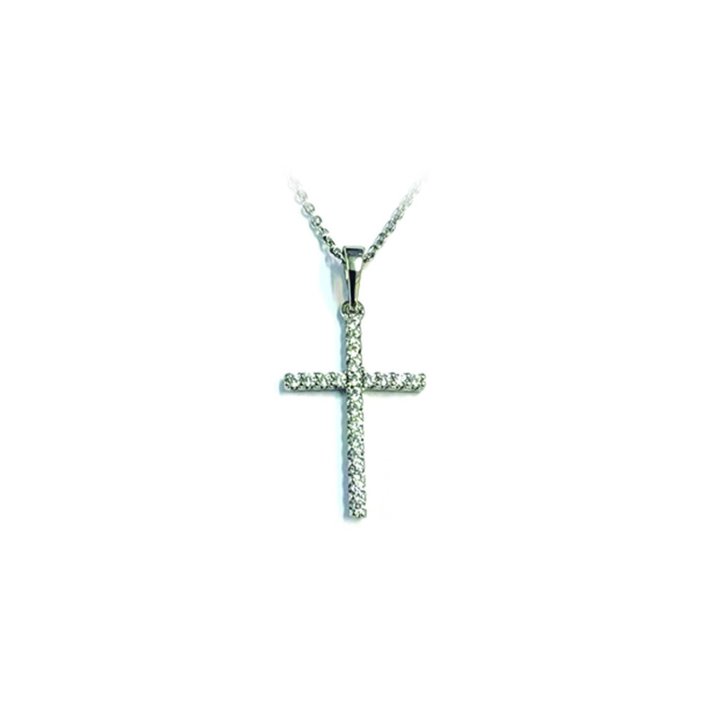 Collier croix titane crystal argenté