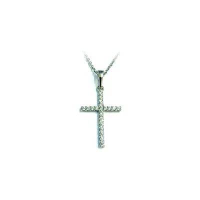 Collier croix titane crystal argenté