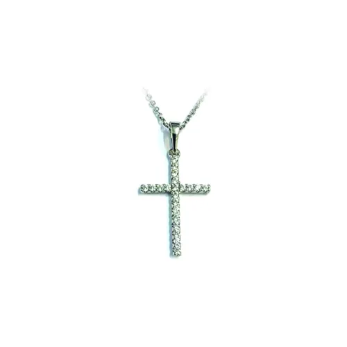 Collier croix titane crystal argenté
