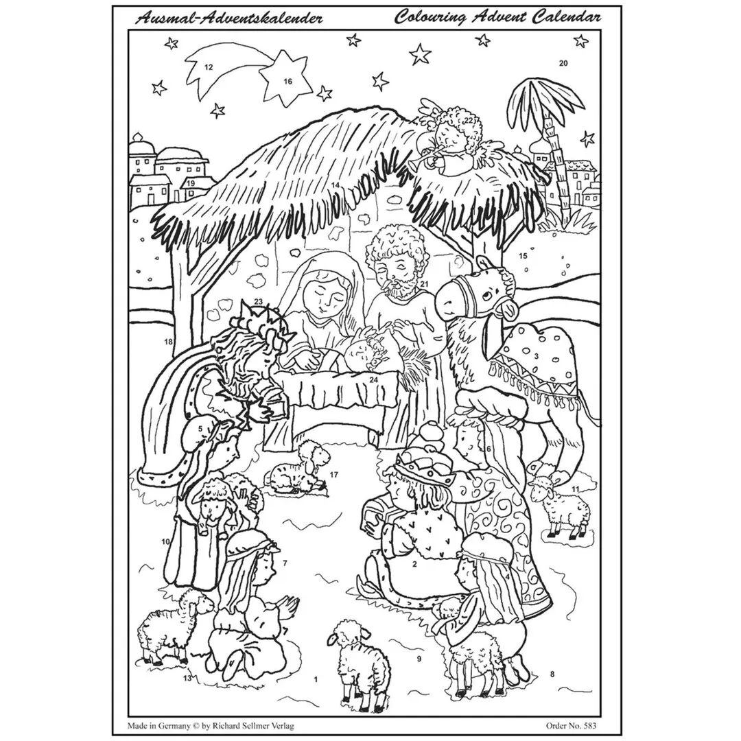 Calendrier de l'Avent à colorier