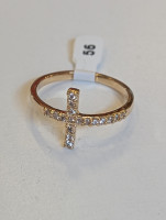 Bague - croix - Plaqué or/strass t56