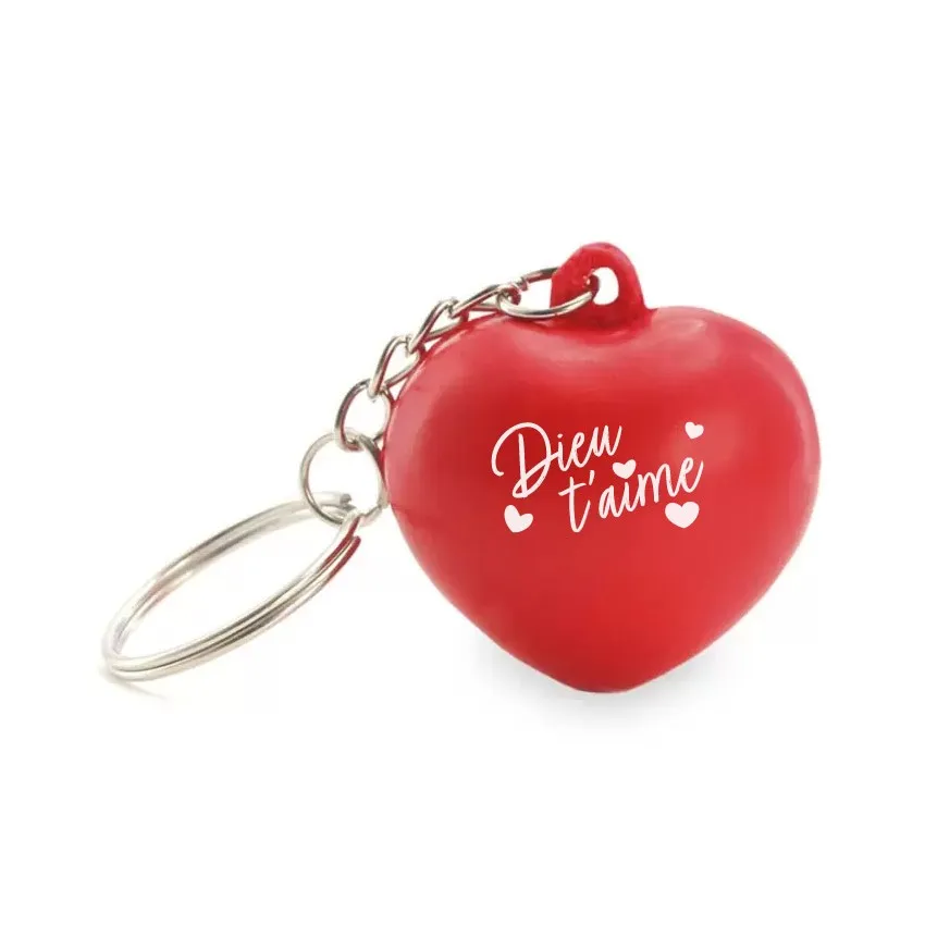Porte-clés rouge antistress - Dieu t'aime