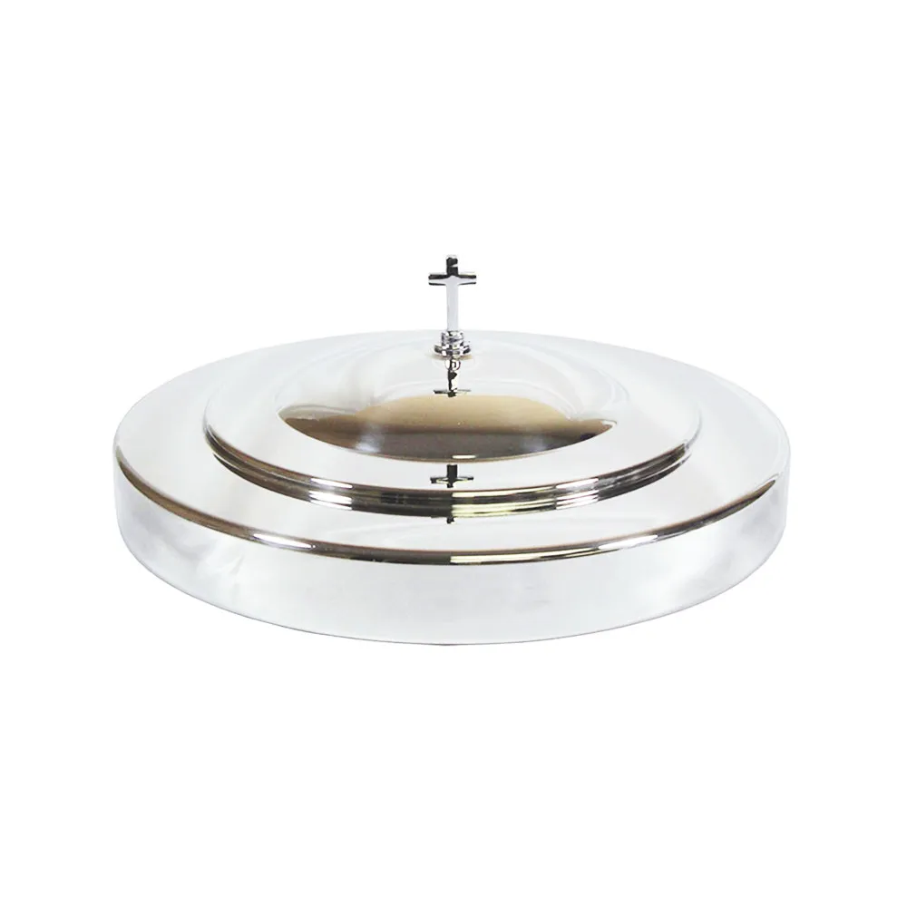 Couvercle plateau sainte cène inox 40 verres argent