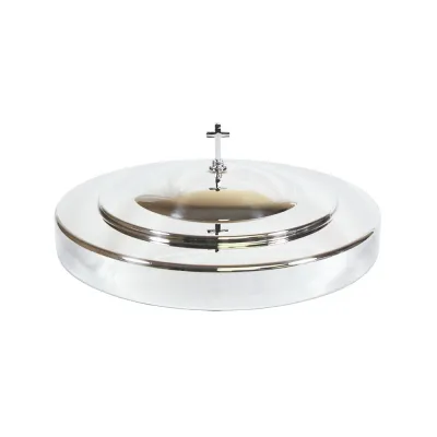 Couvercle plateau sainte cène inox 40 verres argent