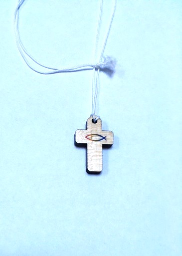 Pendentif petite croix "signe du poisson"