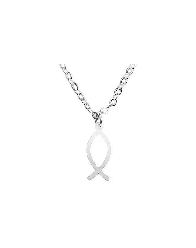 Collier argent plaqué Ichtus Bless you