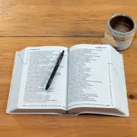 Bible SG21 gros caractères souple textile blanc argent