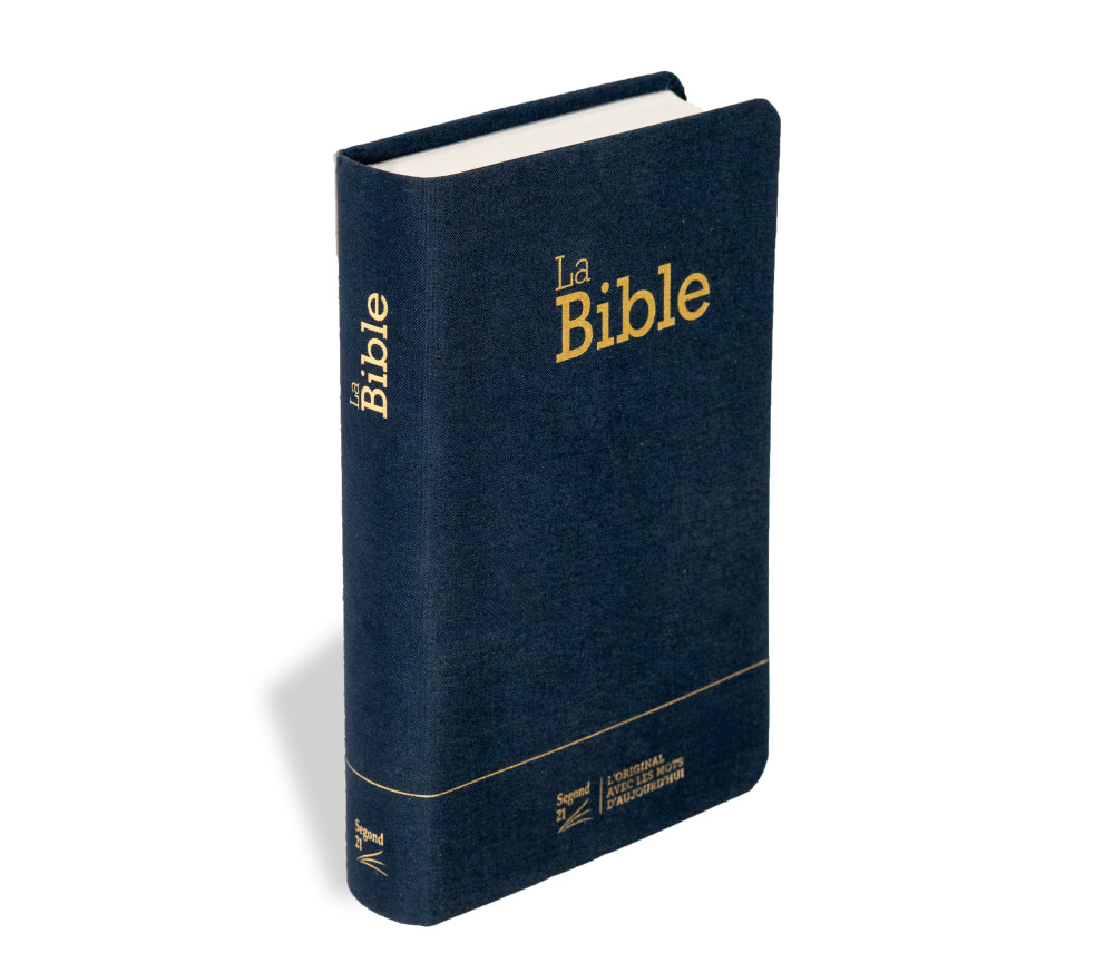 Bible SG21 souple textile bleu marine