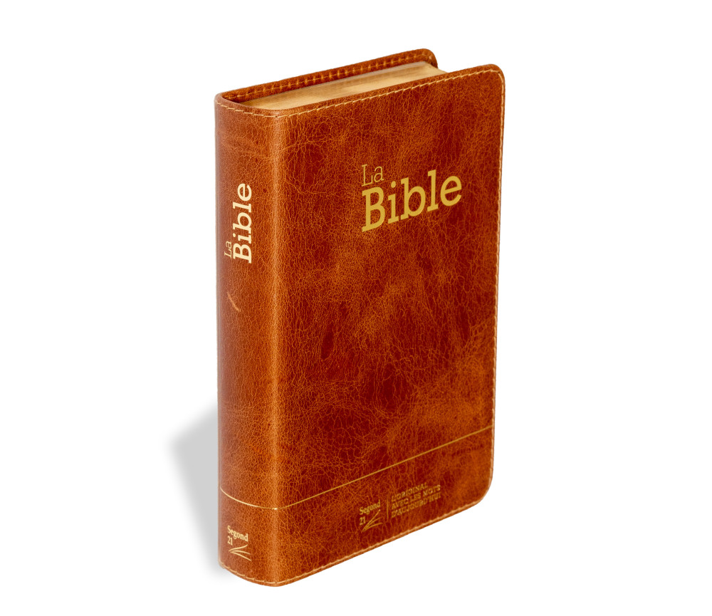 Bible SG21 souple cuir brun or