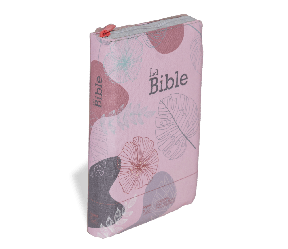 Bible SG21 souple textile rose fleurs zip