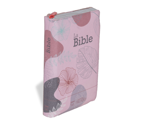 Bible SG21 souple textile rose fleurs zip