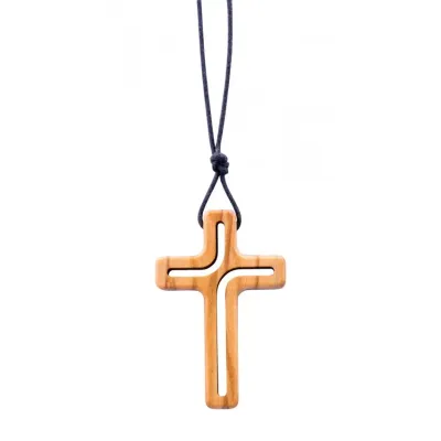Collier croix en bois d'olivier