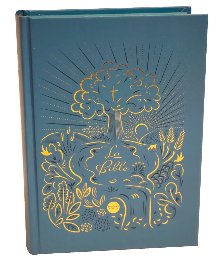 Bible NFC rigide bleu or