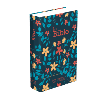 Bible SG21 rigide textile bleu fleurs