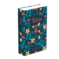 Bible SG21 rigide textile bleu fleurs