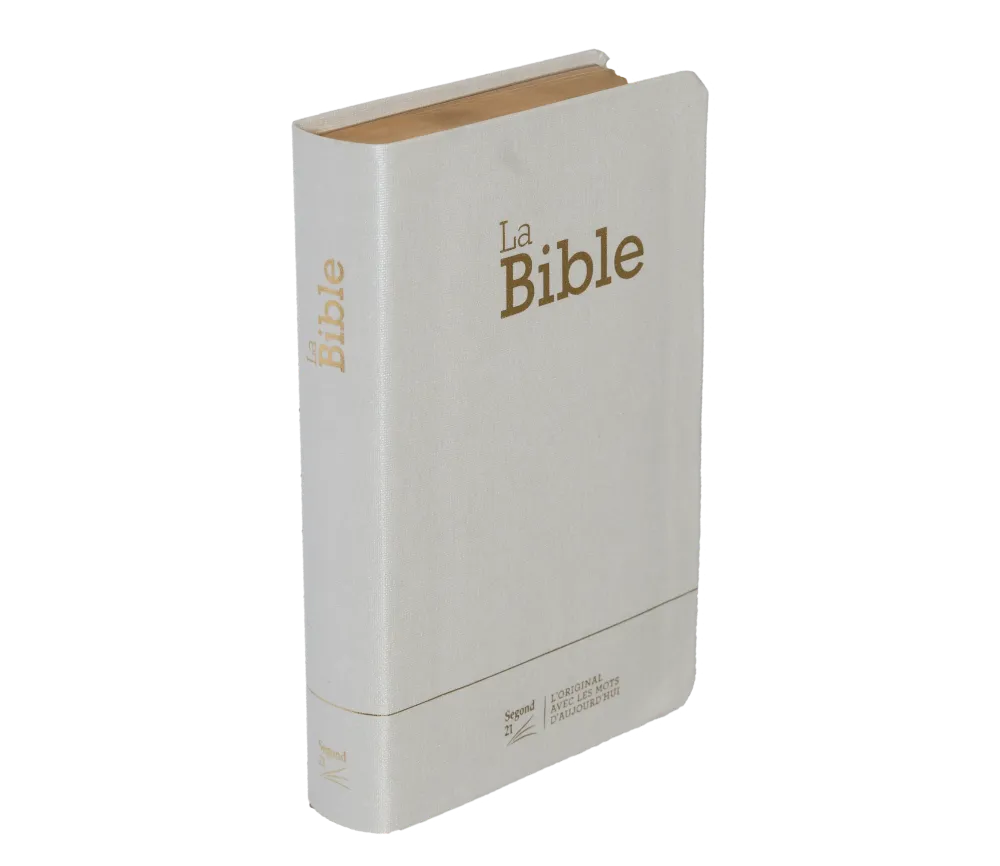 Bible SG21 souple textile blanc or onglets