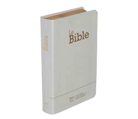 Bible SG21 souple textile blanc or onglets
