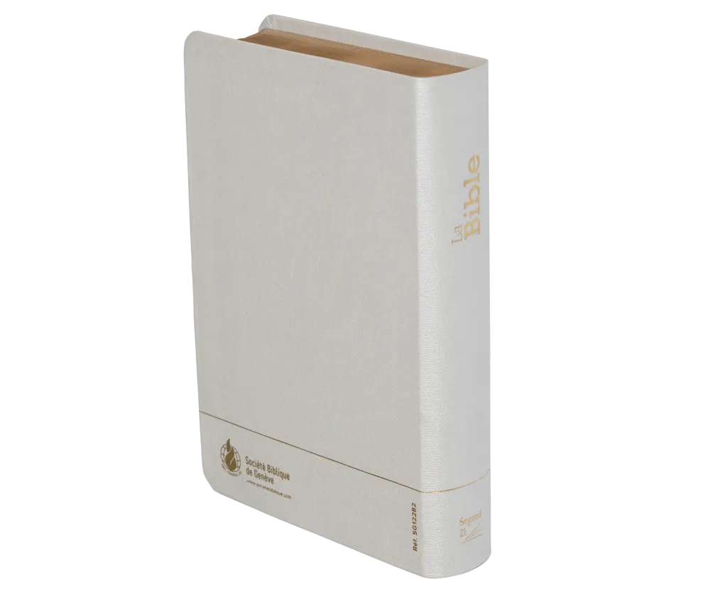 Bible SG21 souple textile blanc or onglets
