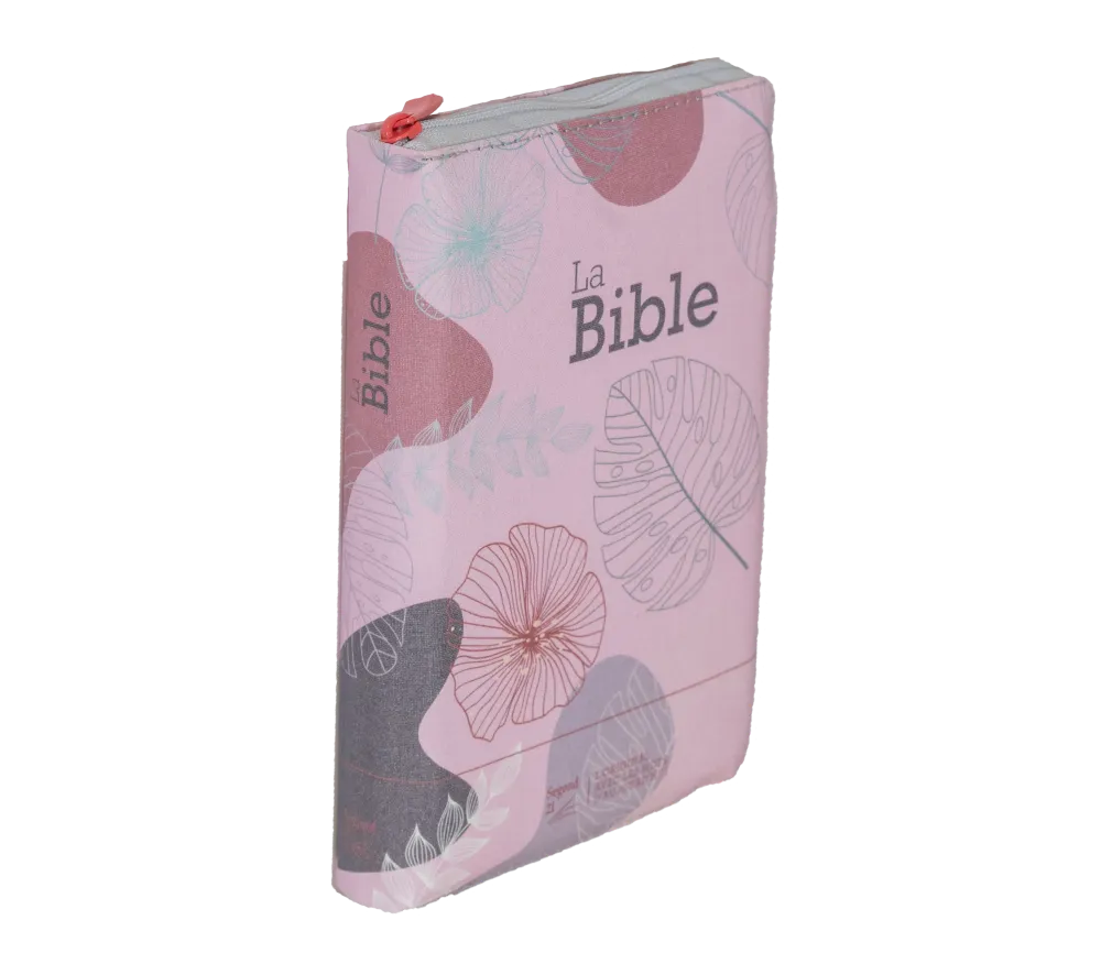 Bible SG21 souple textile rose fleurs zip