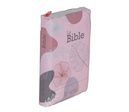 Bible SG21 souple textile rose fleurs zip