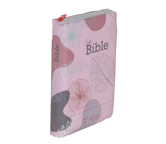 Bible SG21 souple textile rose fleurs zip