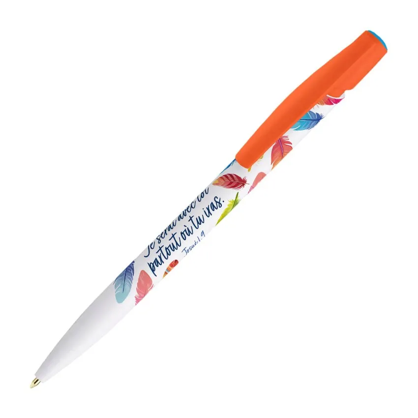 Stylo orange Je serai avec toi... - Josué 1:9