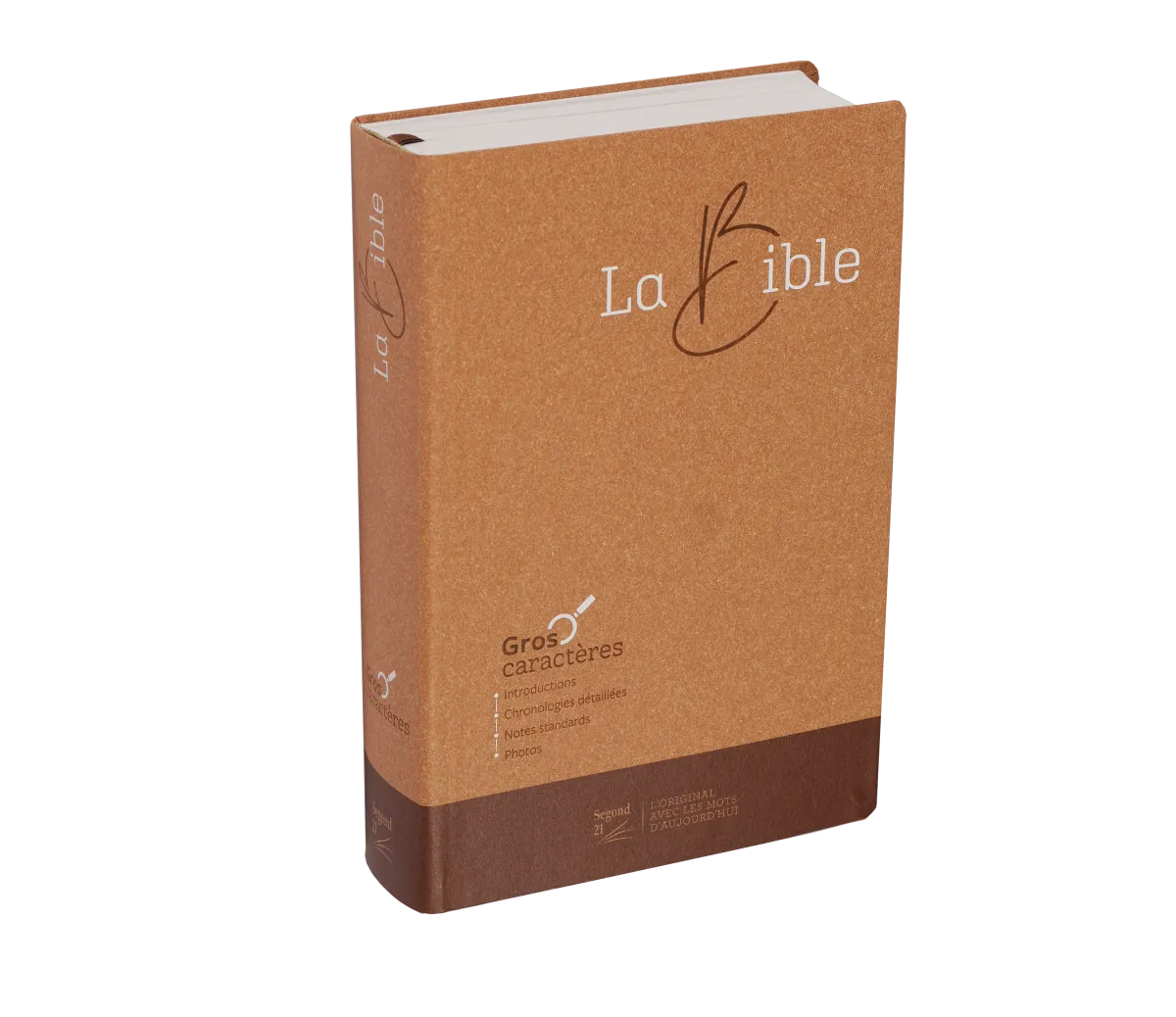 Bible SG21 gros caractères souple papier brun chiné
