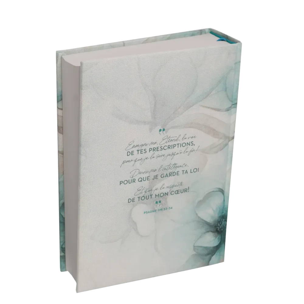 Bible SG21 Journal de bord rigide textile fleurs bleues