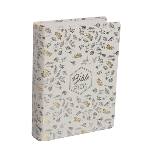 Bible SG21 Journal de bord souple textile blanc motifs dorés