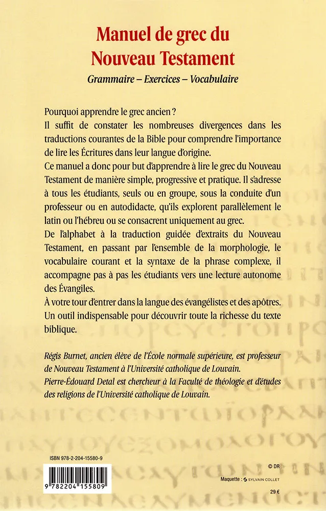 Manuel de grec du Nouveau Testament - Gramaire, exercices, vocabulaire