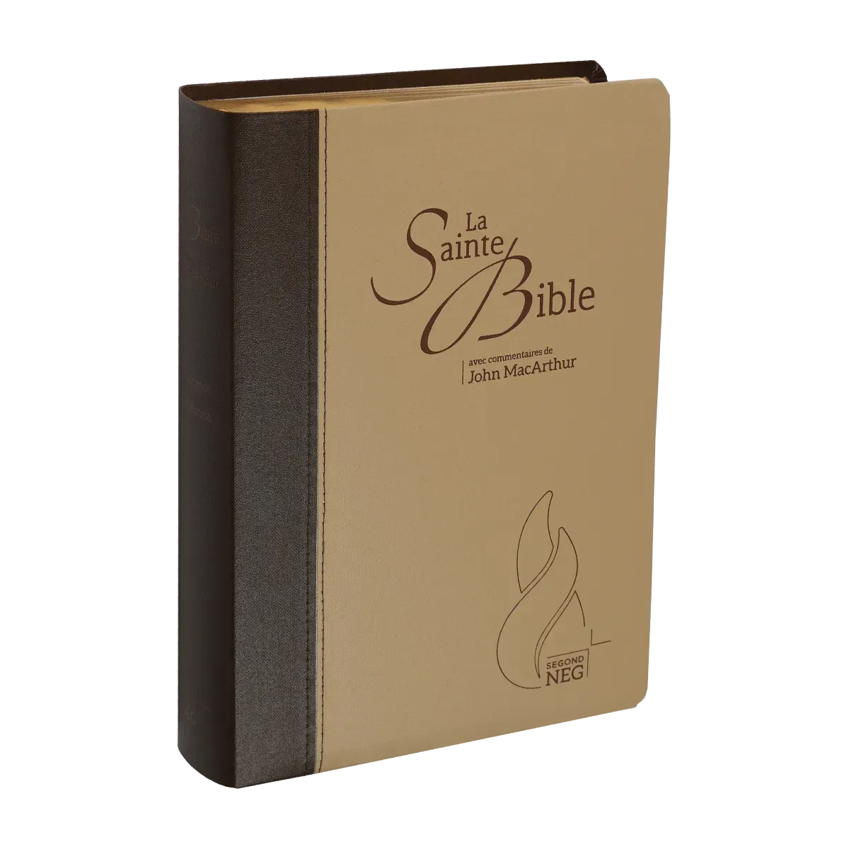 Bible NEG MacArthur souple duo marron/beige or onglets