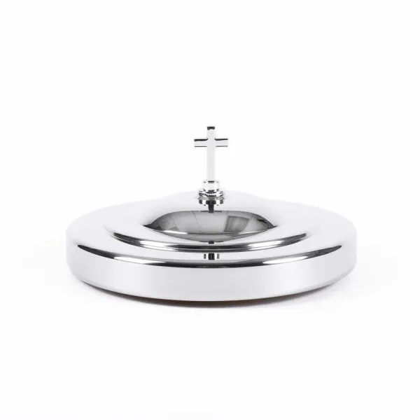 Couvercle assiette pain sainte cène inox argent