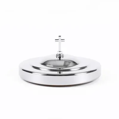 Couvercle assiette pain sainte cène inox argent