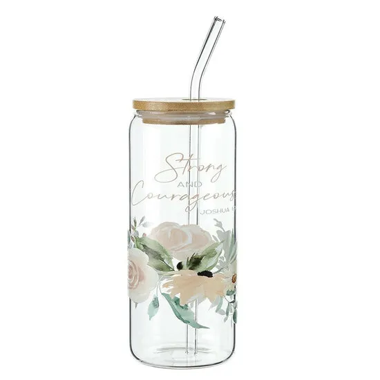 Bouteille en verre Strong and courageous