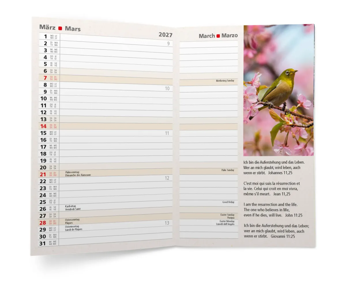 Agenda international 4 langues