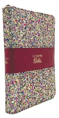 Bible Segond 1910 pailletée multicolore or zip - Paroles de Jésus en rouge