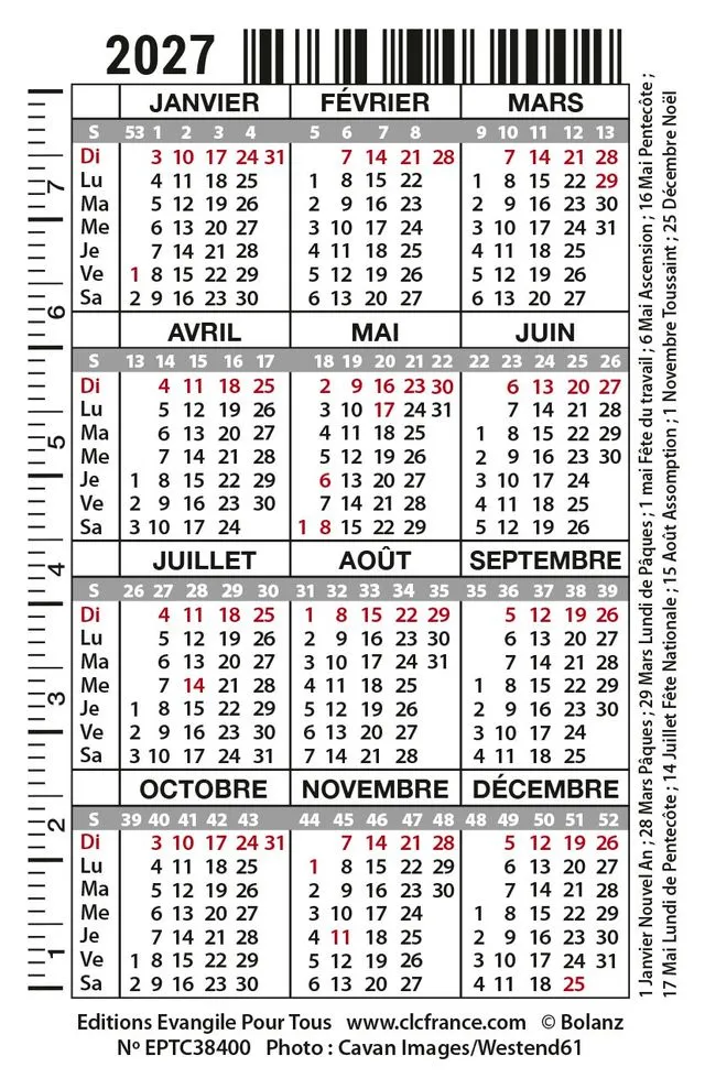 Calendrier carte - oiseau