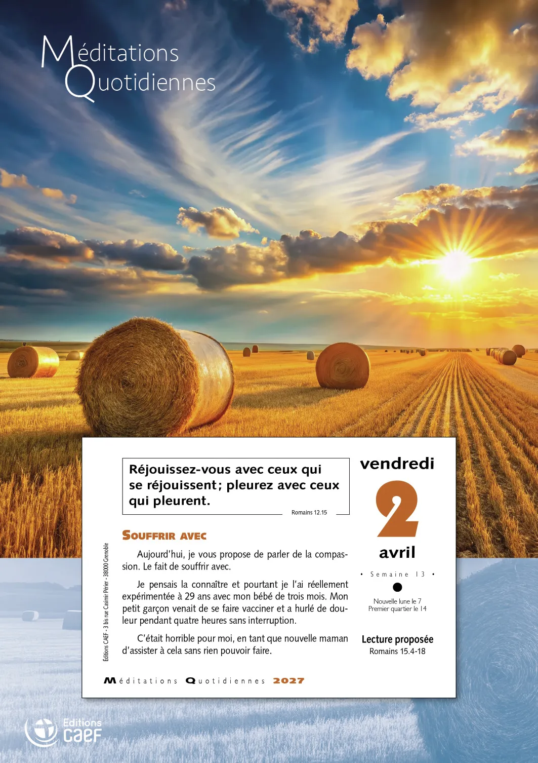 Calendrier - Méditations quotidiennes - mural