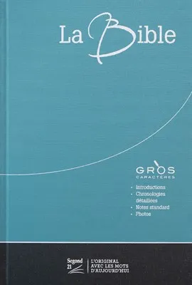 Bible SG21 gros caractères semi rigide duo bleu/gris