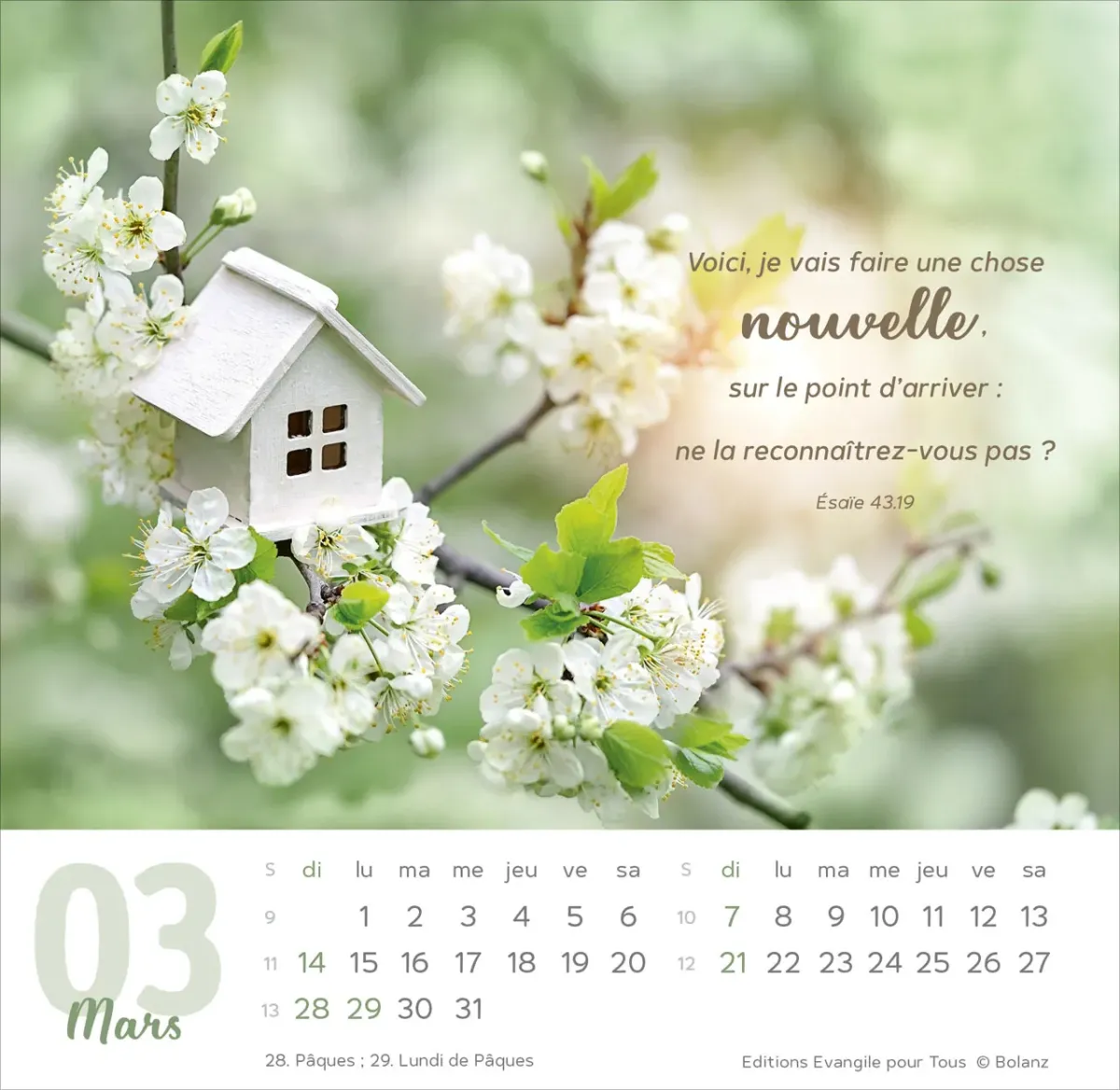 Calendrier - Vivre avec méditations
