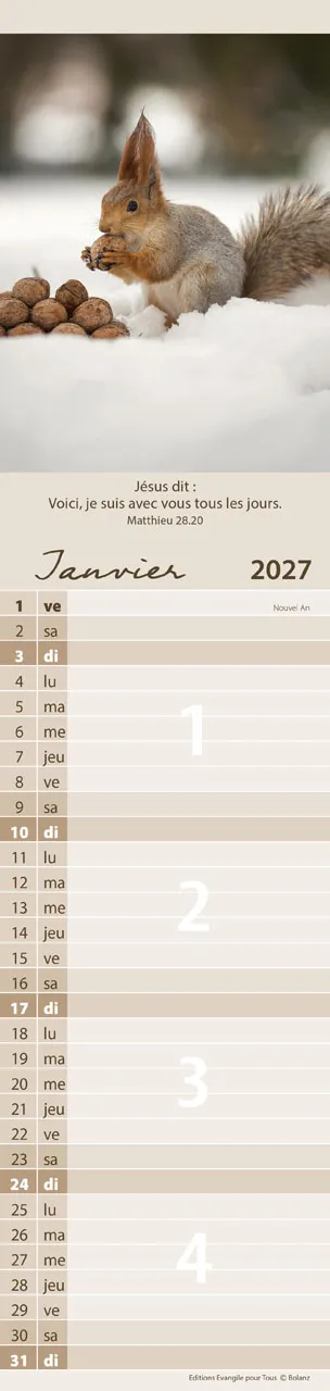 Calendrier - Pour Vous - Animaux