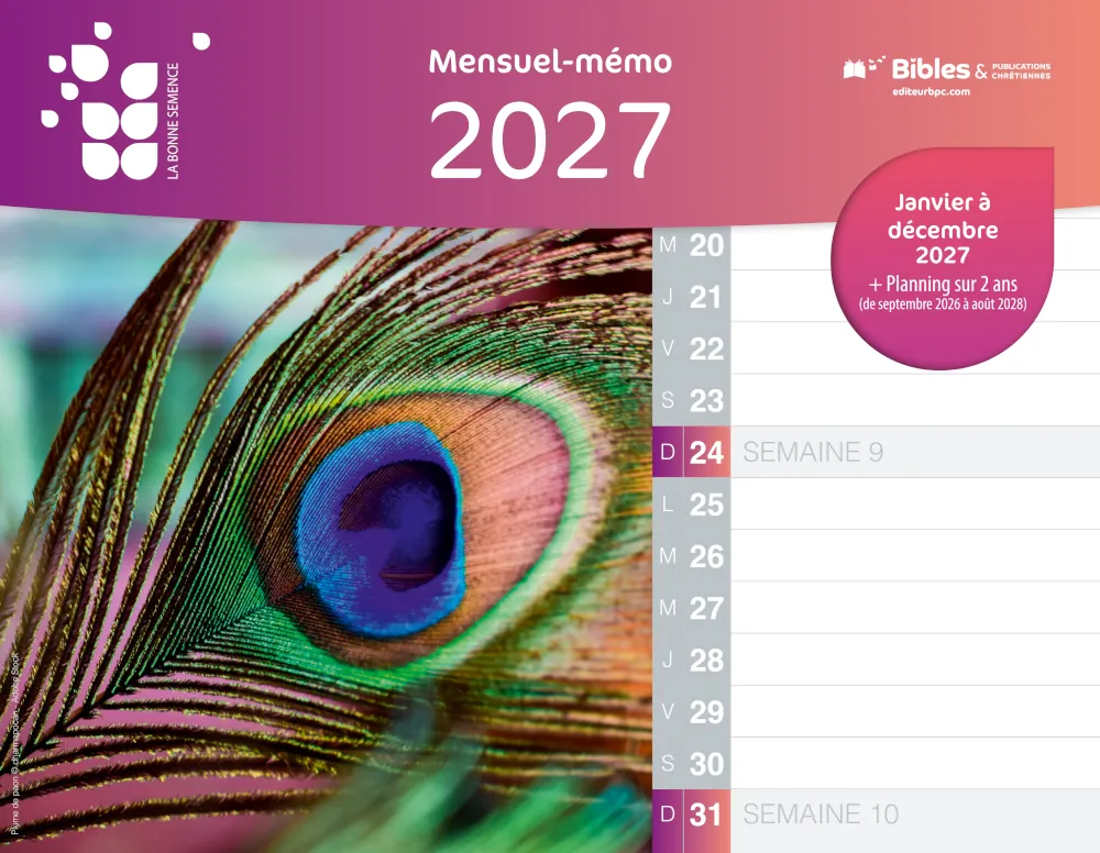 Calendrier Bonne Semence mensuel memo