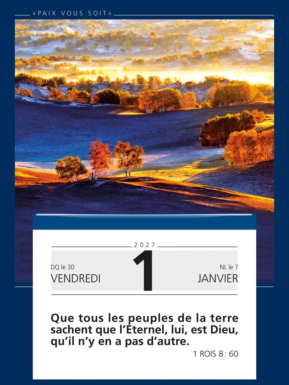 Calendrier - Paix vous soit (gros caractères)