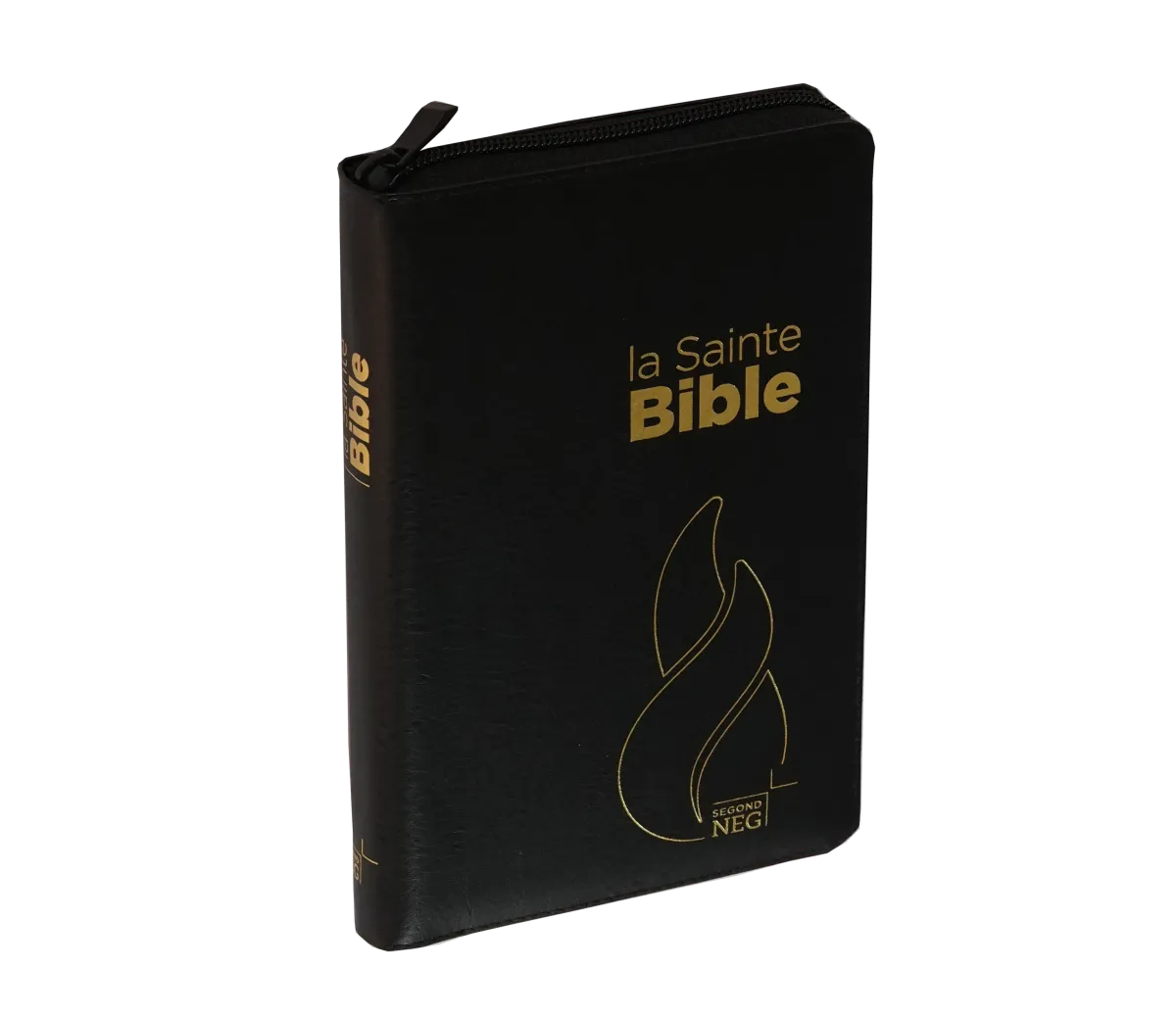 Bible NEG souple noir or onglets zip