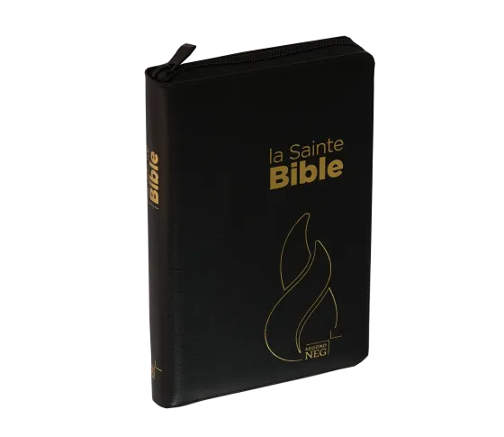 Bible NEG souple noir or onglets zip